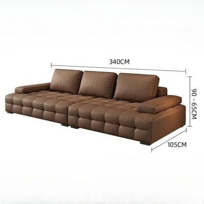 Modern Minimalistisches neues Leder Wohnzimmer Lawrence Italienisches leichtes Luxus gerades L-förmiges modulares Faules Weiches Tatami Lounge Sofa