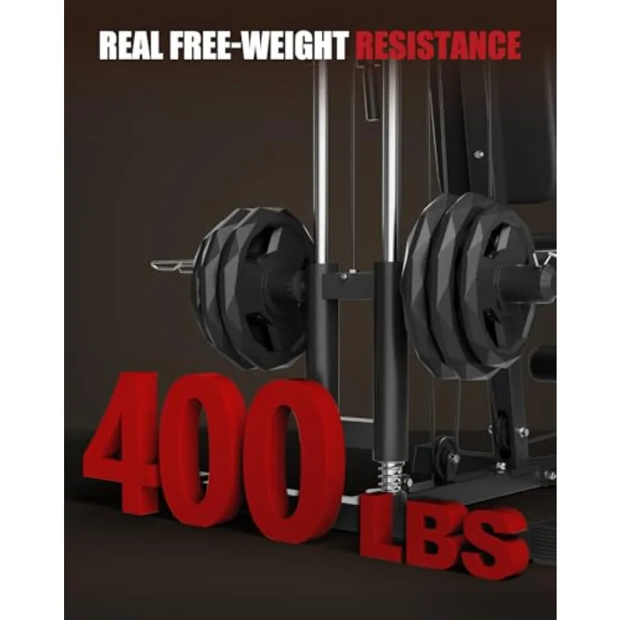 Home Gym Machine, Home Gym Equipment with Pulley System, Multifunctional Full Body Workout Machine for Strength Training