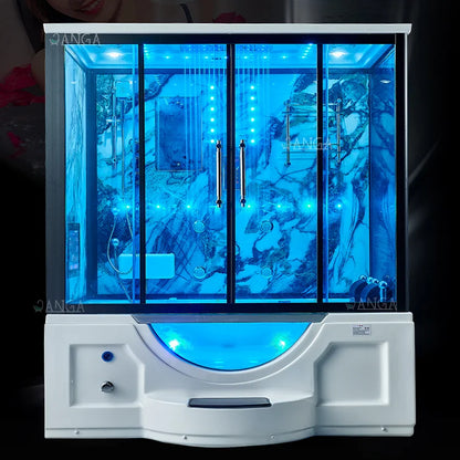 Customization Luxury Steam Shower Room with Jacuzzier Tub Hydro Therapy Massage Steam Bath Room Glass Shower Cabin Wet Sauna Roo