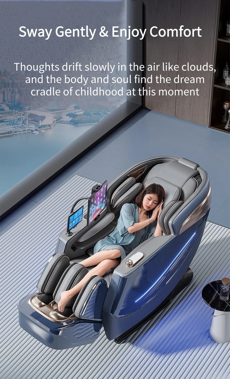 4D Smart Sensory Dual-Movement-SL-Track-Massagesessel, Thai-Stretch, elektrische Beinauflage, Liegesofa, Zero Gravity, Home-Office-Sessel