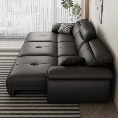 Genuine Leather Black Sofa Recliner Sectional Sleep Luxury Designer Sofa Daybed Modern Divano Soggiorno Couches Furniture