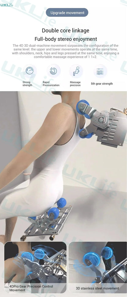 Dual-Core 4D SL-Track Zero-Gravity-Massagesessel | Ganzkörper-Thai-Stretch & Fußverlängerung | 3 Jahre Garantie Luxuriöser Elektrischer Massagesto