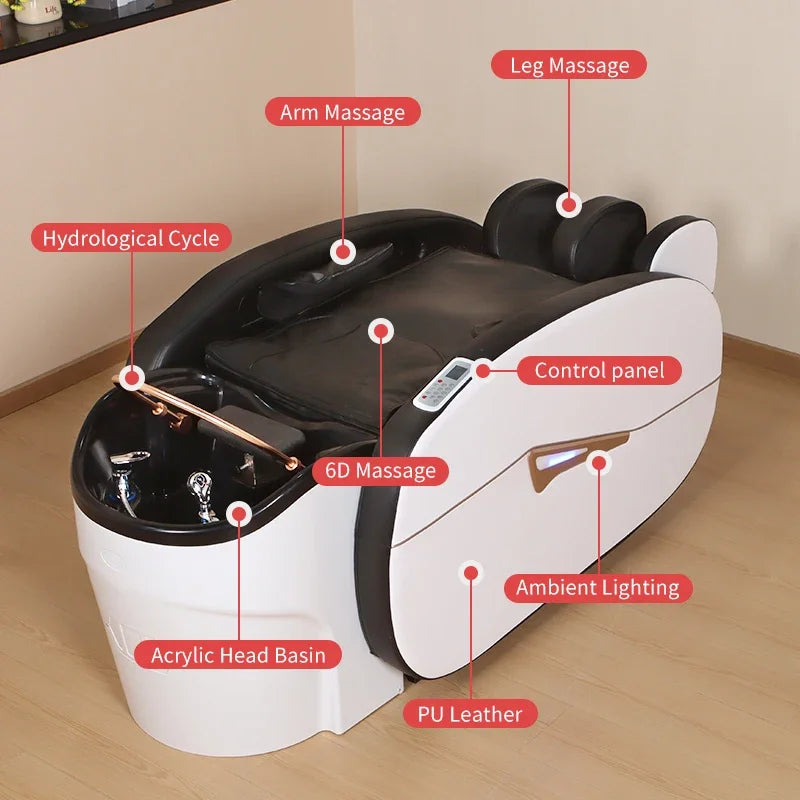 Fabrik Salon Möbel Friseurladen Elektrisches Massagebett Japanisches Kopf-Spa-Bett Wasserzirkulation Automatisches Massage-Shampoo-Bett