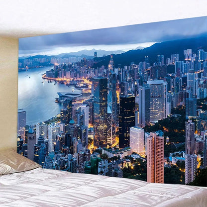 New York City Night View Tapestry – Boho Wall Hanging &amp; Home Decor