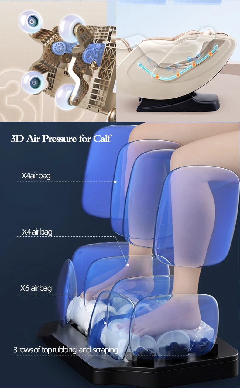 2025 New Tech 4D Massage Chair AI Voice Control Full Body Air Compression SL Track Heat Therapy Foot Roller USB Charging chair
