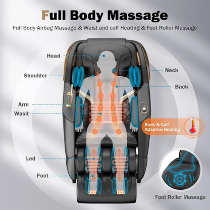AUX 6D Shiatsu-Massagesessel, Smart-Massagesessel, Ganzkörper-Schwerelosigkeits-Streckmassagesessel, Relax-Massagesessel