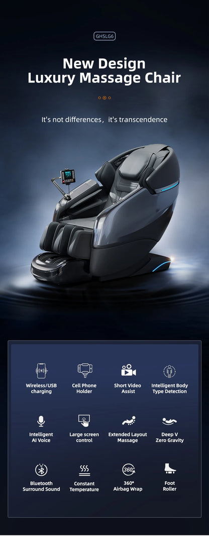 Massagesessel 5d Zero Gravity mit Heizung 2023 4d Massagesessel Kabelloses Telefonladegerät