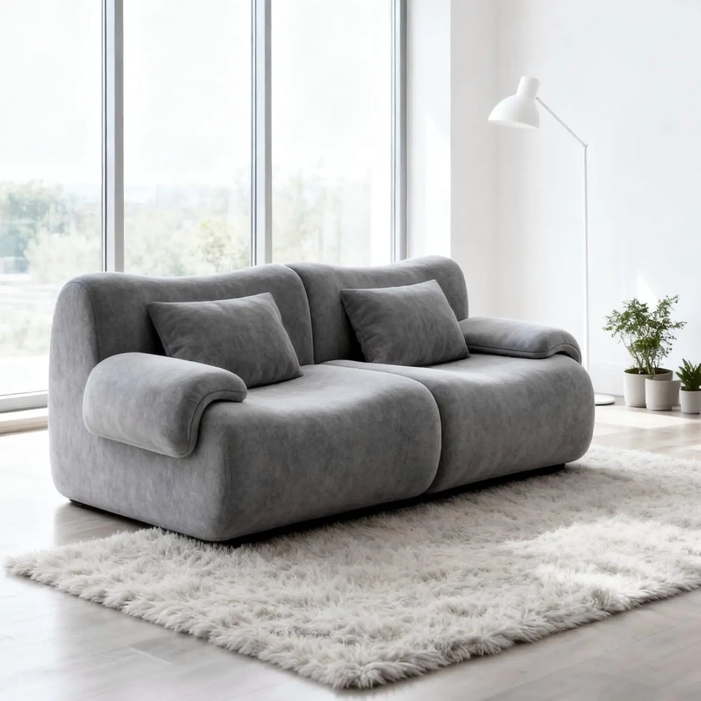 79" knochenloses Cloud Sofa, modulares Ecksofa mit Wurfkissen, tiefes Ecksofa 2-Sitzer für Wohnzimmer