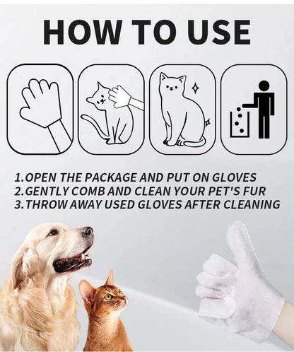 6pcs Pet Cleaning Gloves – Waterless Bath Wipes for Dogs & Cats