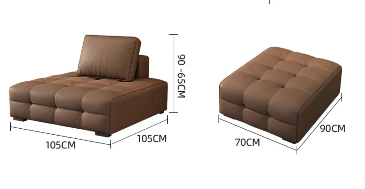 Modern Minimalistisches neues Leder Wohnzimmer Lawrence Italienisches leichtes Luxus gerades L-förmiges modulares Faules Weiches Tatami Lounge Sofa