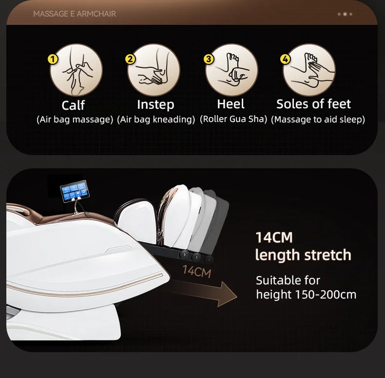 Zero Gravity 4D Massagesessel SL-Track (L-Track) Ganzkörper-Luftmassage Elektrischer Relaxsessel für Heimbüro 3 Jahre Garantie