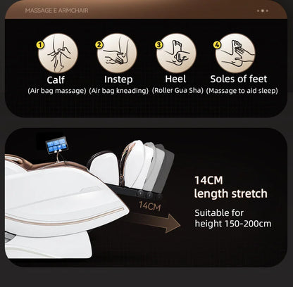 Zero Gravity 4D Massagesessel SL-Track (L-Track) Ganzkörper-Luftmassage Elektrischer Relaxsessel für Heimbüro 3 Jahre Garantie
