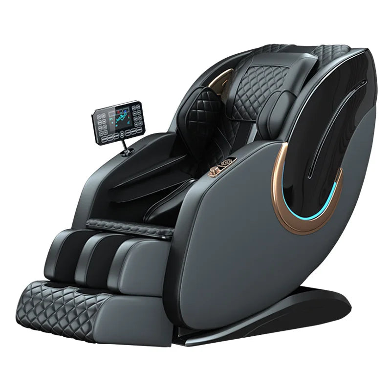 Ganzkörper-Zero-Gravity-Massagesessel mit Rücken-, Taillen-, Hüft-, Bein- und Fußmassage, 10 Rollen, Heizung, LCD-Touchscreen