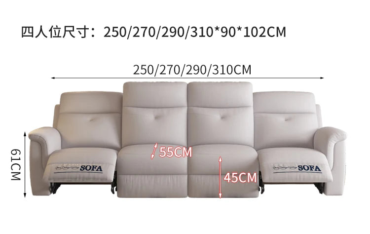 Komfortabler elektrischer Relaxsofa-Schnittsofa aus Leder, echtes einziehbares kombiniertes Schlafsofa, umwandelbares Divano Letto Möbel