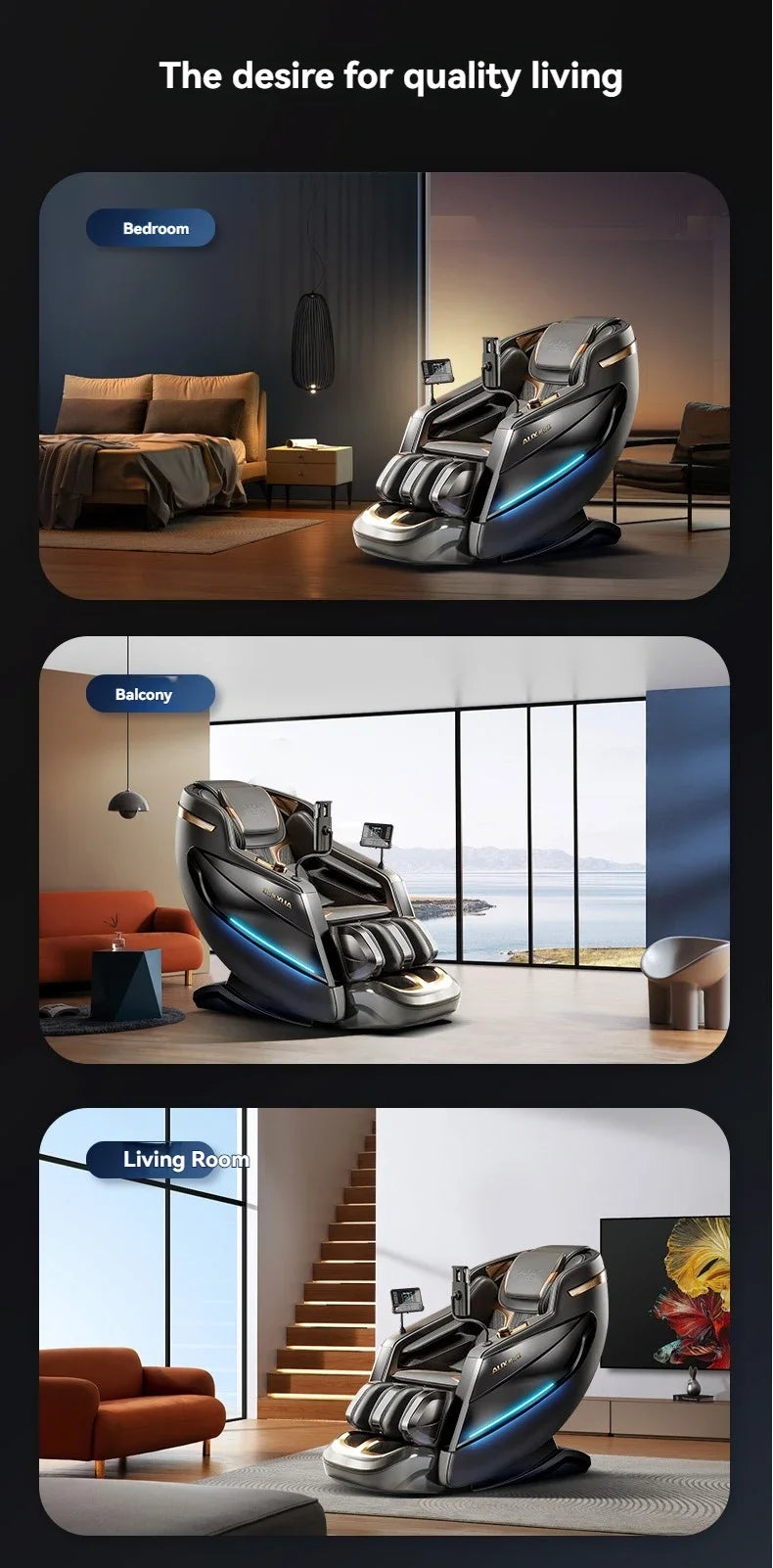 Dual-Core 6D+6D Massagesessel Ganzkörper-Schwerelosigkeits-Massagesessel mit Heizung Tiefenentspannungs-Massagesessel