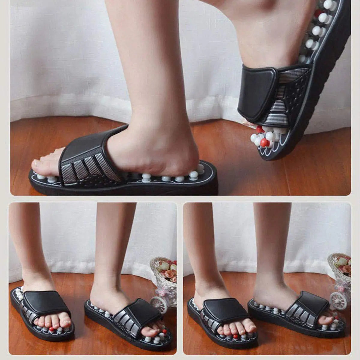 Portable Sandals Reflexology Massage Acupressure Foot Massager with Replaceable Head Thick Bottom EVA Foot Massage Slipper