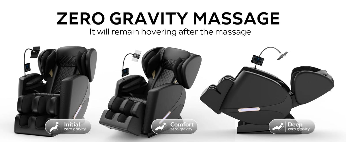 Massagesessel mit Zero-Gravity-Funktion und Ganzkörper-Luftdruckmassage, Fußentspannung und Bluetooth-Audioverbindungsfunktion