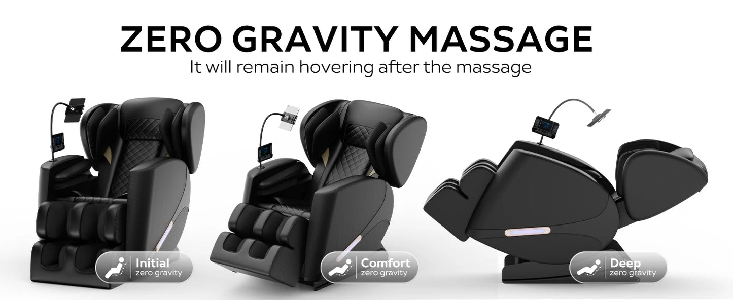Massagesessel mit Zero-Gravity-Funktion und Ganzkörper-Luftdruckmassage, Fußentspannung und Bluetooth-Audioverbindungsfunktion