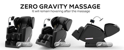 Massagesessel mit Zero-Gravity-Funktion und Ganzkörper-Luftdruckmassage, Fußentspannung und Bluetooth-Audioverbindungsfunktion