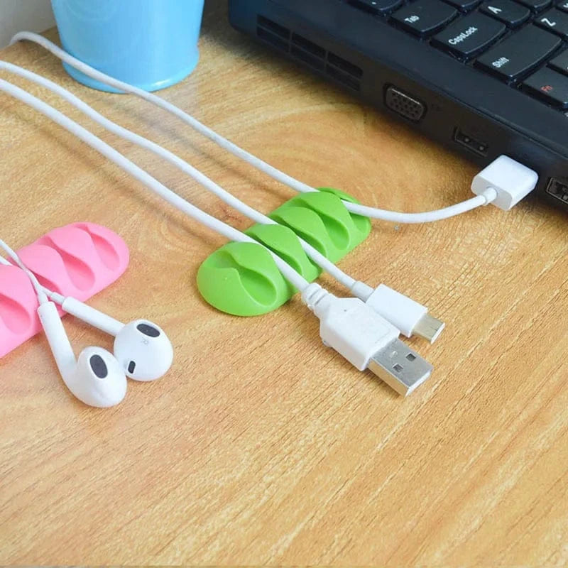Multi-Hole Silicone Cable Organizer – Adhesive Wire Holder for USB Cables, Earphones & Desktop Management