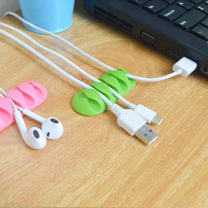 Multi-Hole Silicone Cable Organizer – Adhesive Wire Holder for USB Cables, Earphones & Desktop Management