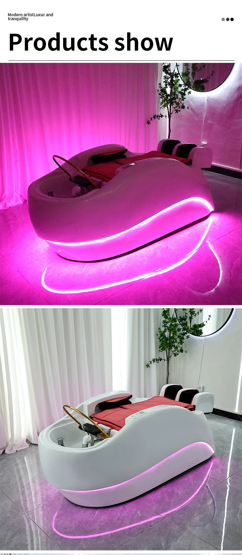 Friseursalon-Möbel Kopfhaut-Spa-Bett Elektrisches intelligentes 4D-Massage-Haarwasch-Wasserkreislauf-Shampoo-Stuhl mit Kopftherapie