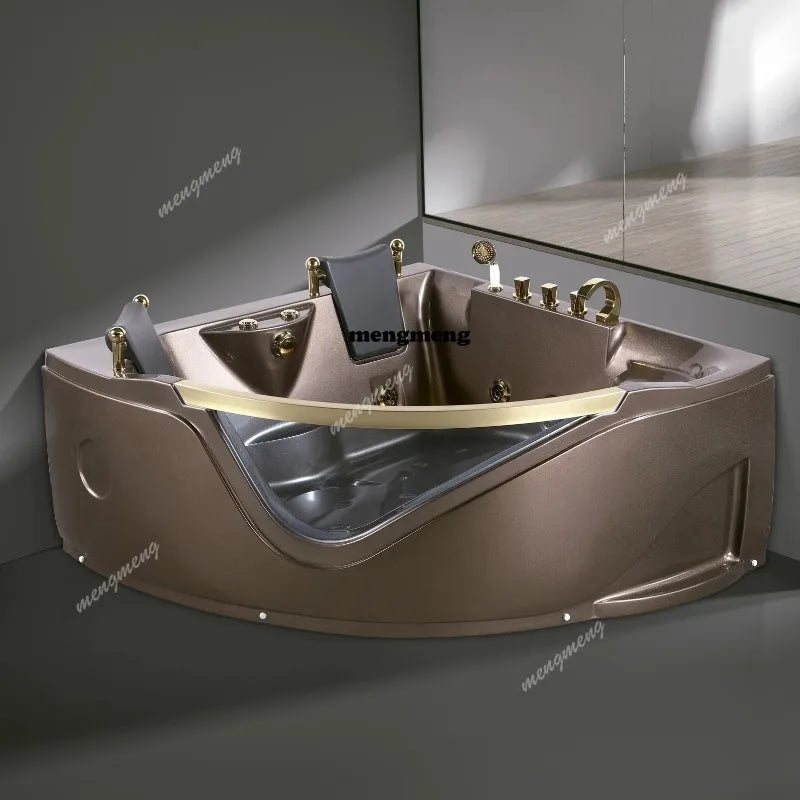 Badezimmerwand-Eck-Whirlpool Badewanne Chromotherapie Indoor Spa Doppel Personen Surf-Massagebadewanne