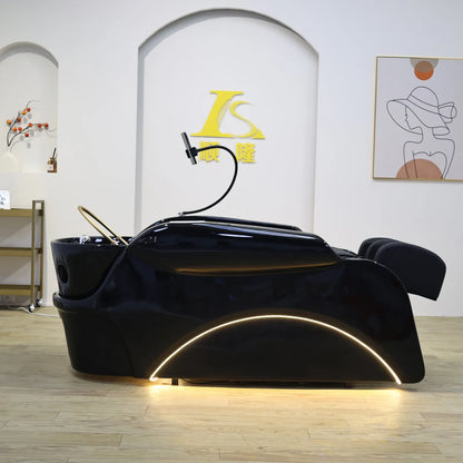 Luxuriöses automatisches Massage-Shampoo-Bett mit ergonomischem Design, LED-Lichtleiste, ideal zum Haarewaschen und Entspannen im Salon