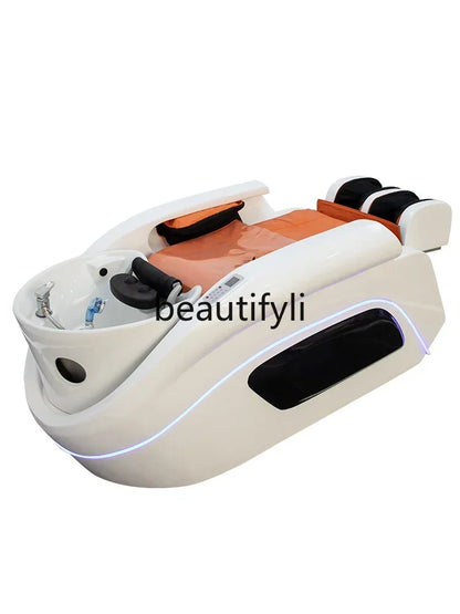 ss D Automatic Intelligent Electric Massage Shampoo Bed Barber Shop Ceramic Basin Flush Bed Hair Salon