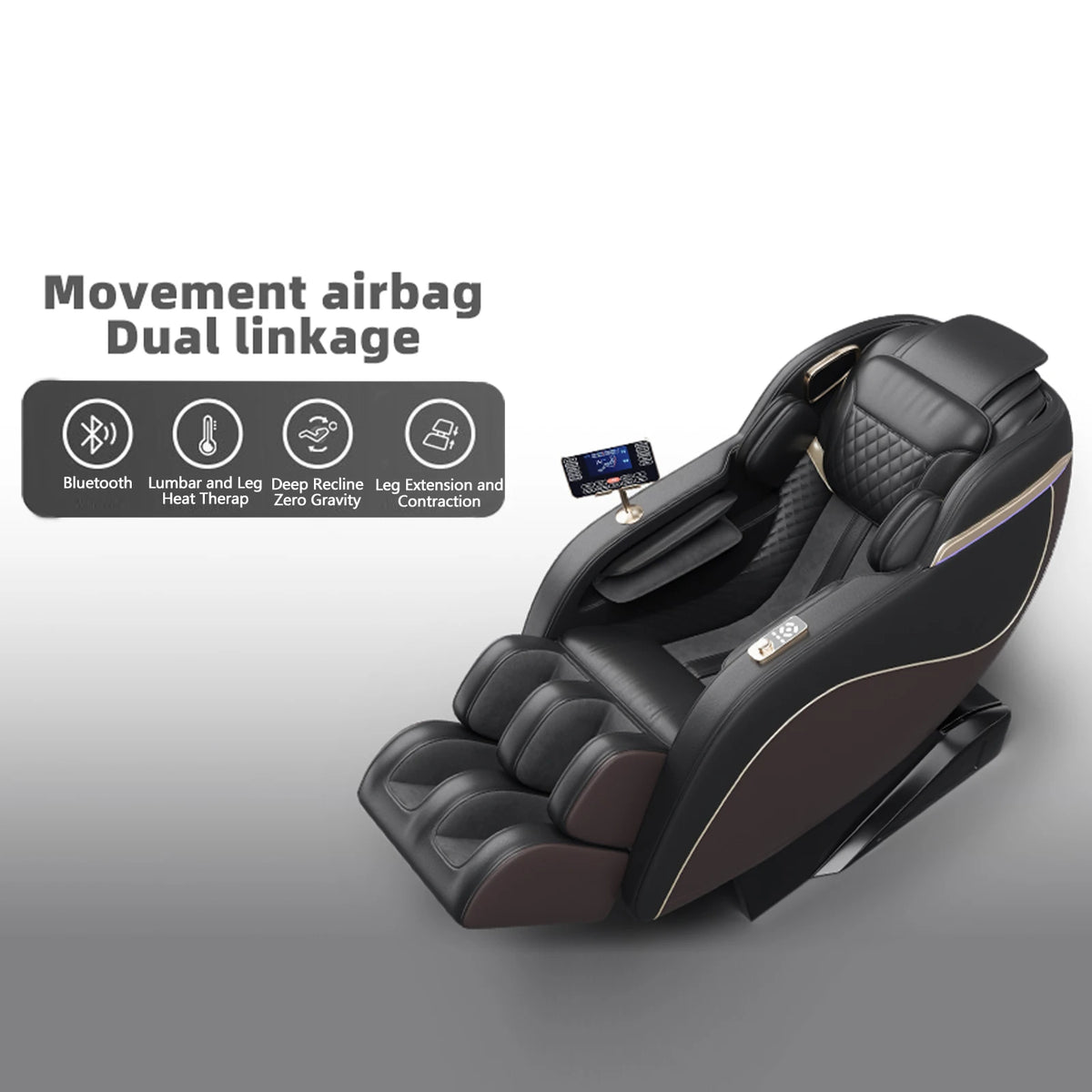 Luxus trifft auf Technologie! Schwereloser Massagesessel mit SL-Schiene, Shiatsu, beheizter Rücken- & Wadenmassage, Fußrollen,