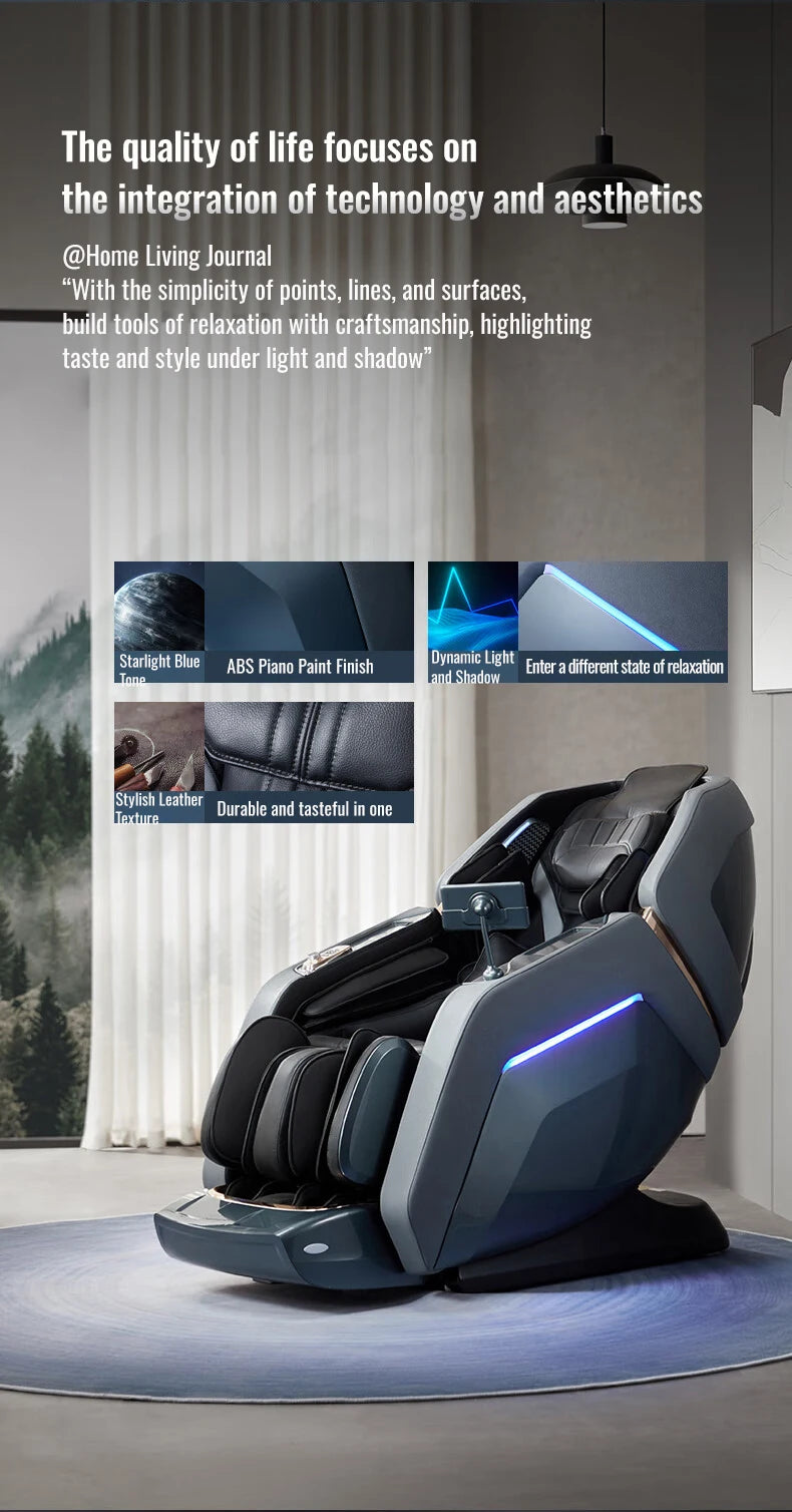 Luxury Zero Gravity Massage Chair Intelligent Home Heating Recline Full Body Airbag Shiatsu Knead Multifunctional Leisure Sofa