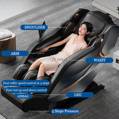 Gravity Shiatsu Massage Chair L-Track Recliner with Airbag Speaker LCD Screen Remote Control Voice Control Back/Leg Heat