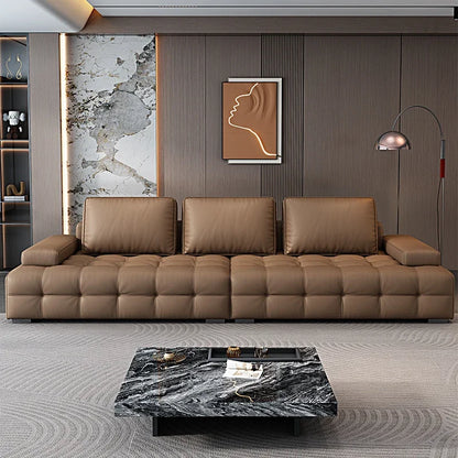 Modern Minimalistisches neues Leder Wohnzimmer Lawrence Italienisches leichtes Luxus gerades L-förmiges modulares Faules Weiches Tatami Lounge Sofa