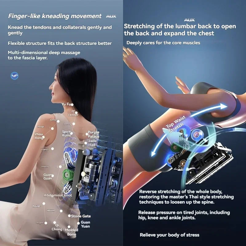 AUX 6D Shiatsu-Massagesessel, Smart-Massagesessel, Ganzkörper-Schwerelosigkeits-Streckmassagesessel, Relax-Massagesessel
