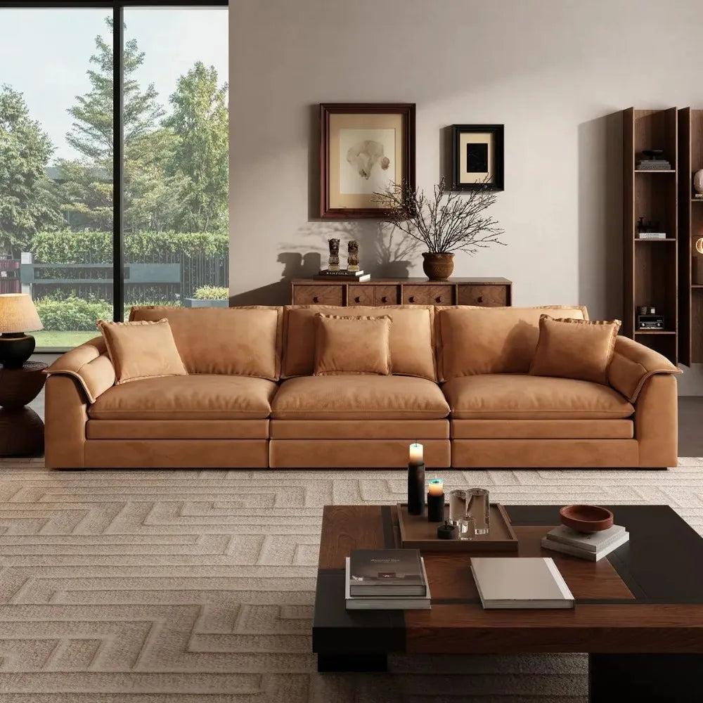 Minimalistische Multi-Seat Leder Ecksofa Kombination Modern Einfaches Wohnzimmer Sofas Erste Schicht Rindsleder L-Form Sofa-Set