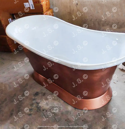 Grün Patiniertes Antik-Finish Freistehende Badewanne aus Kupfer Hochwertige handgefertigte elegante Standfuß-Badewanne