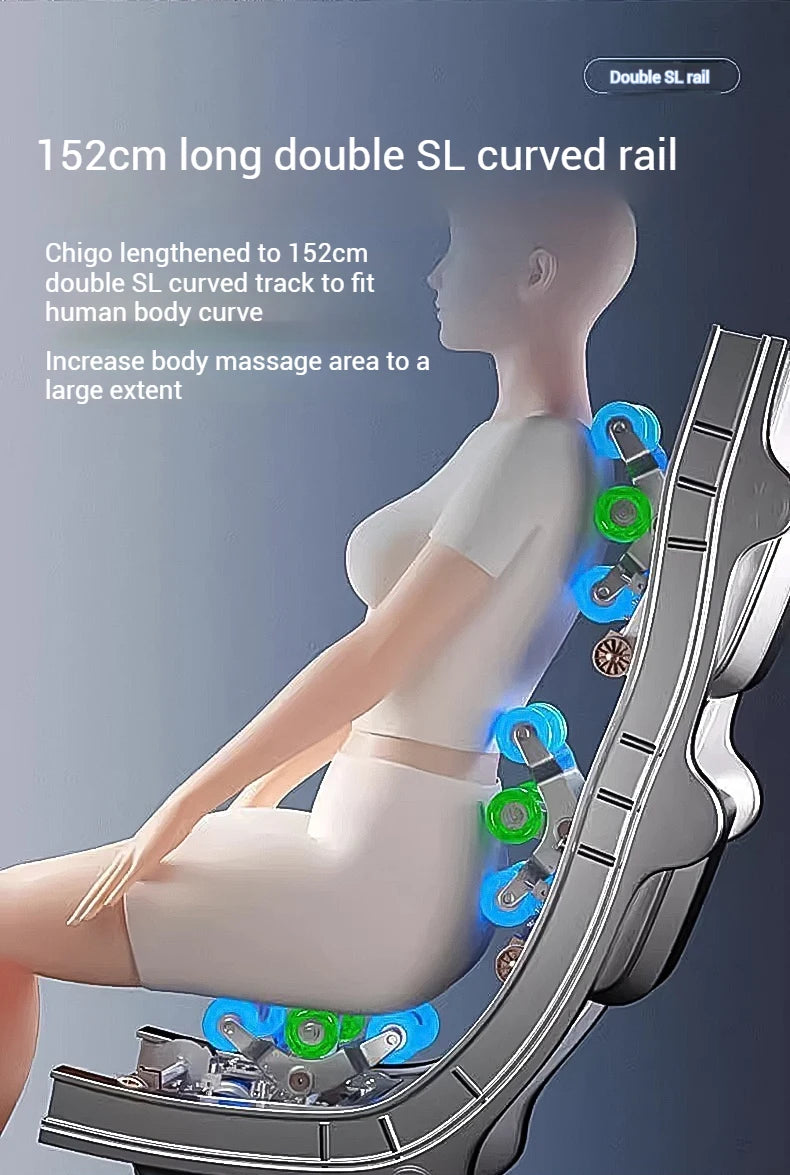 2025 4D-Massagesessel Shiatsu-Massage Ganzkörpermassagesessel Schwerelosigkeit, ausziehbare Fußstütze, SL Track Heizung Airbags, Heizung