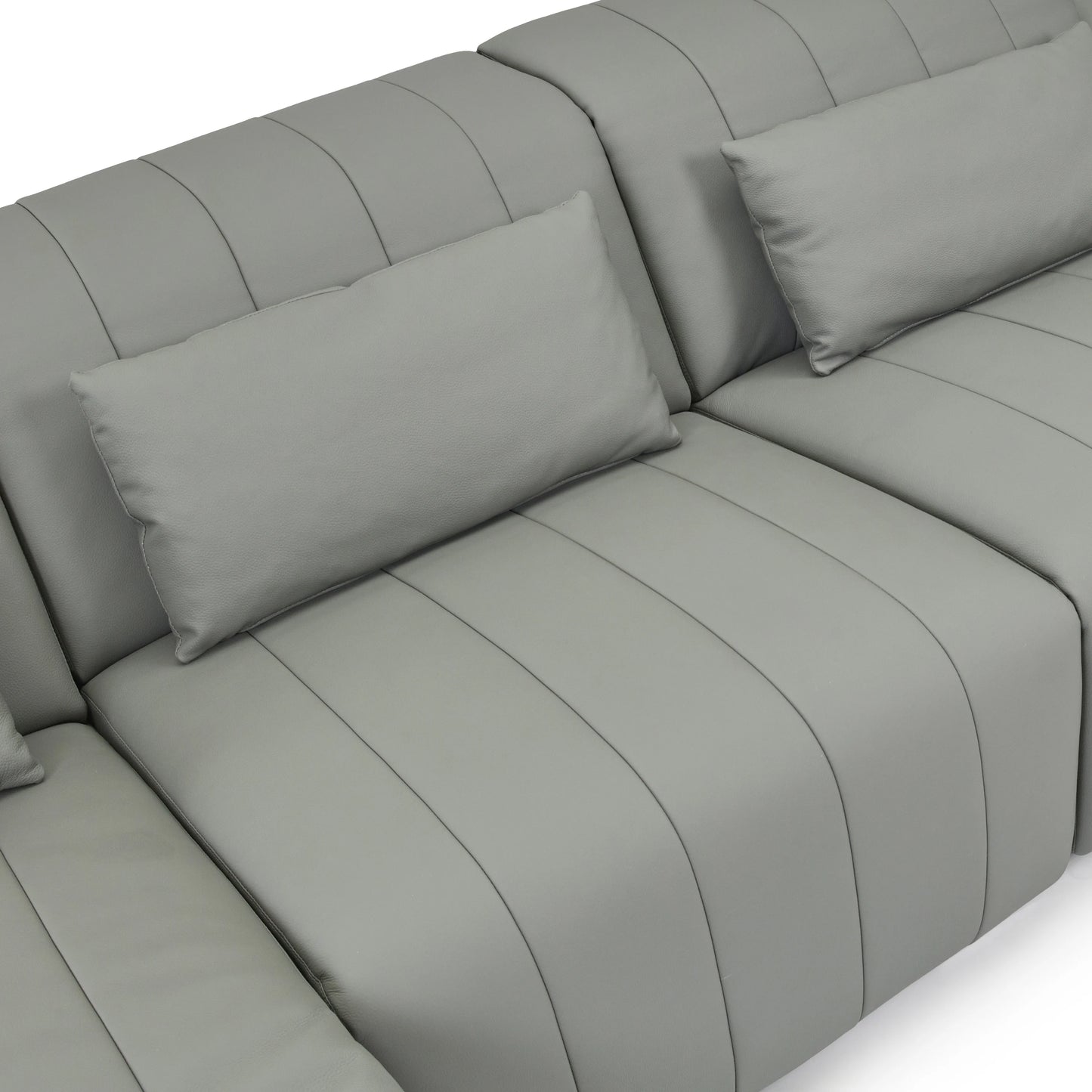 Dark Grey Genuine Leather Sectional Couches Luxury Electric Reclining Living Room Sofa