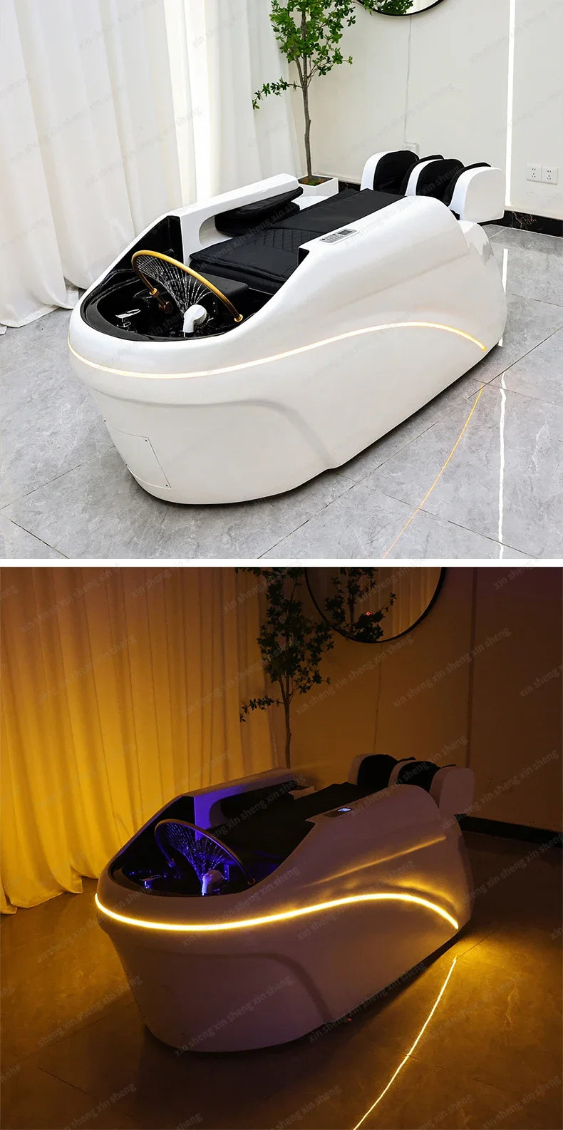 XinSheng Professionelles elektrisches Massagebett Kopf-SPA-Salon-Massagetisch Haarwasch-Räucherbetten Friseursalon Intelligente Möbel