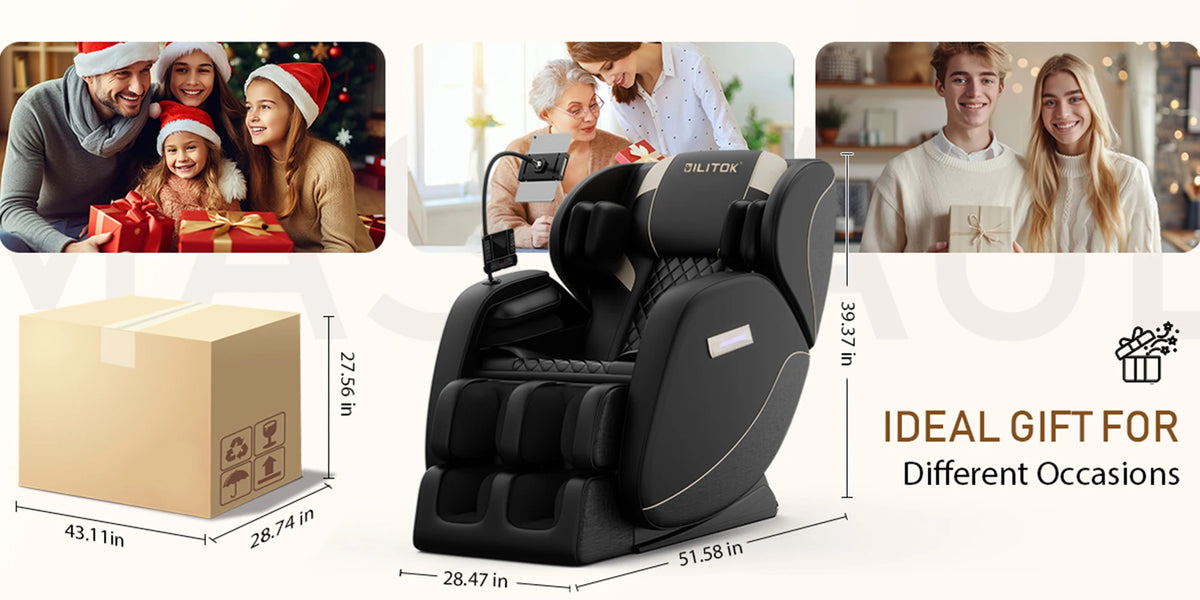 Zero-Gravity-Ganzkörpermassagesessel mit Heizung, Airbags, Fußroller & Touchscreen – Belastbar bis 82 kg