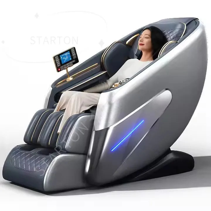 Home Use Smart Automatic Full Body SL Track Massage Chair with 3D Robot Arm Body Manipulator Long Rail PU Leather Material