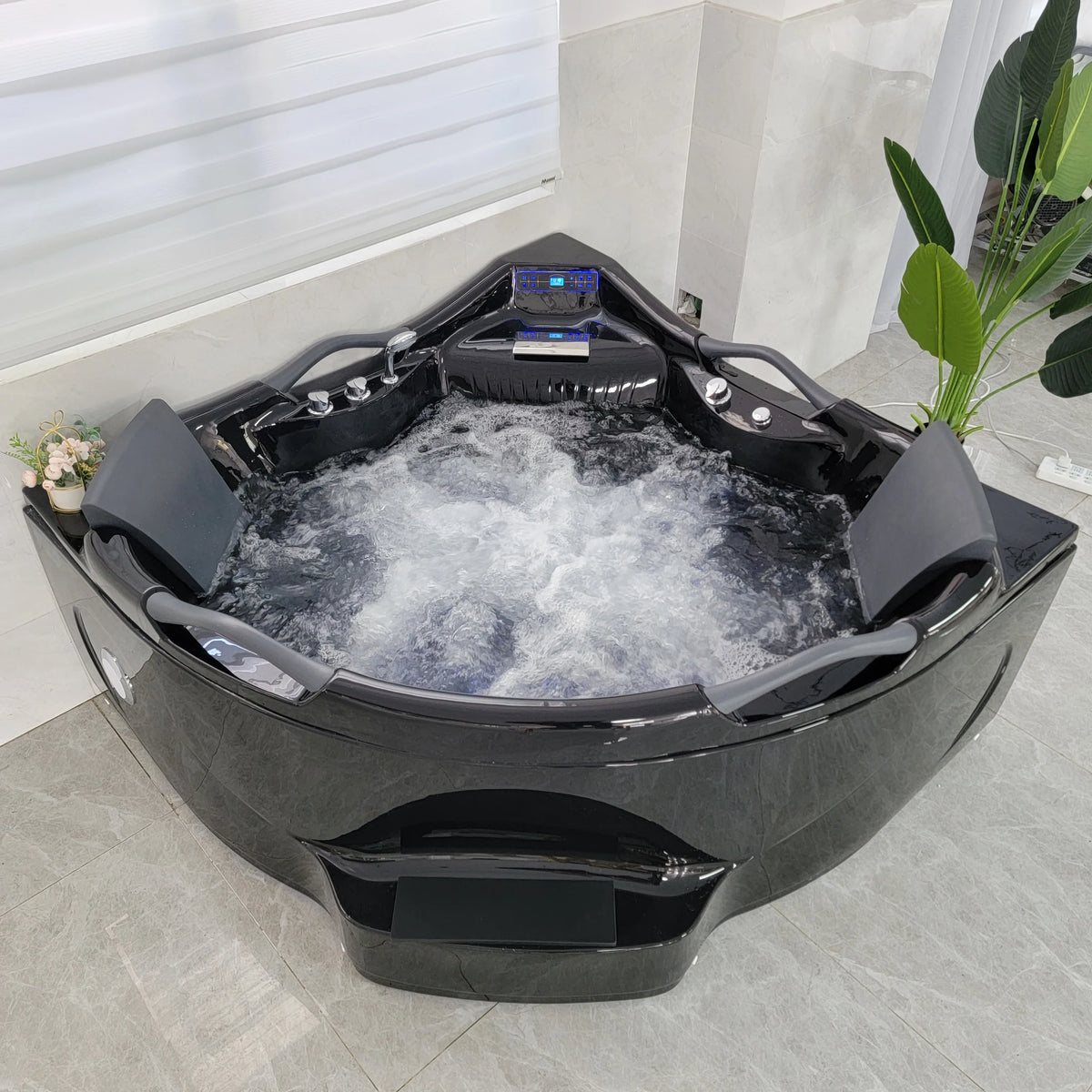 Black Acrylic Massage Bath Tubs Bathtubs & Whirlpools Corner Massage Bathtub Hot Tub for Soaking