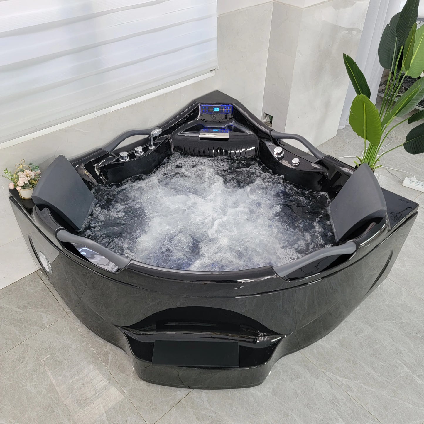 Black Acrylic Massage Bath Tubs Bathtubs & Whirlpools Corner Massage Bathtub Hot Tub for Soaking