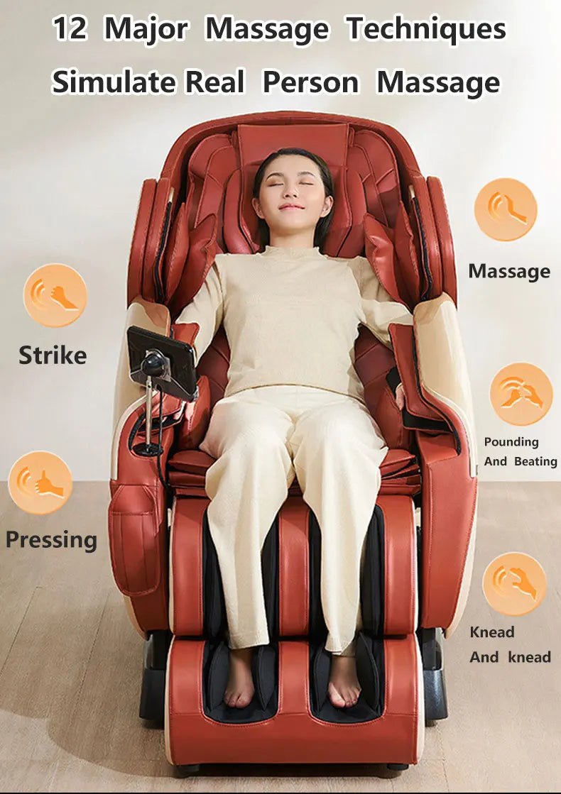 Elektrischer Ganzkörper-Airbag-Massagesessel Zero Gravity Hifi-Musik Entspannender Massagesessel Kneten Multifunktional Gemütlich