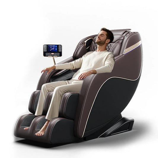 Luxus trifft auf Technologie! Schwereloser Massagesessel mit SL-Schiene, Shiatsu, beheizter Rücken- & Wadenmassage, Fußrollen,