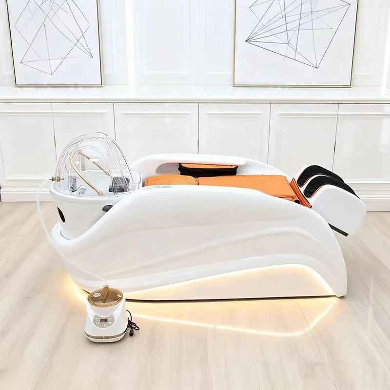 Hersteller liefert Head Spa Bett Haar-Shampoo-Stuhl LED-Licht elektrische Massage Shampoo-Stuhl mit Kopf-Physiotherapie-Shampoo