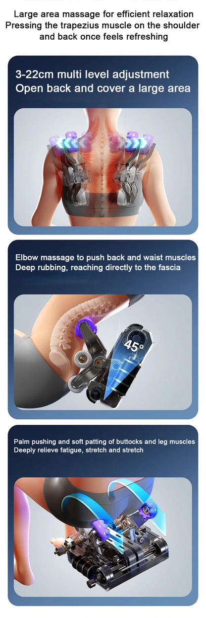 Ergonomischer Zero-Gravity-Massagesessel, Shiatsu-Technologie, Ganzkörper-Airbags, Fußrollen, Wadenkneten, Bluetooth, Wohnkomfort