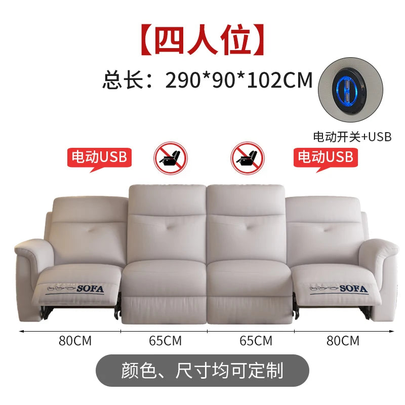 Komfortabler elektrischer Relaxsofa-Schnittsofa aus Leder, echtes einziehbares kombiniertes Schlafsofa, umwandelbares Divano Letto Möbel