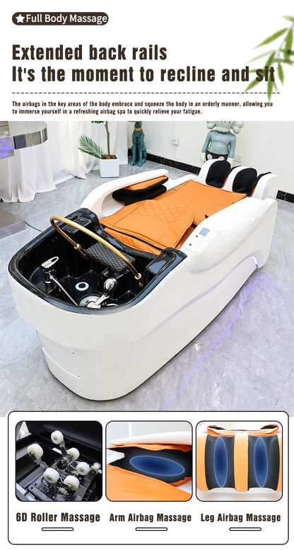 XinSheng Integriertes Haarwasch- und Massagebett mit Kopf-SPA-Begasungsmaschine Friseursalon Kommerzielles elektrisches Möbel
