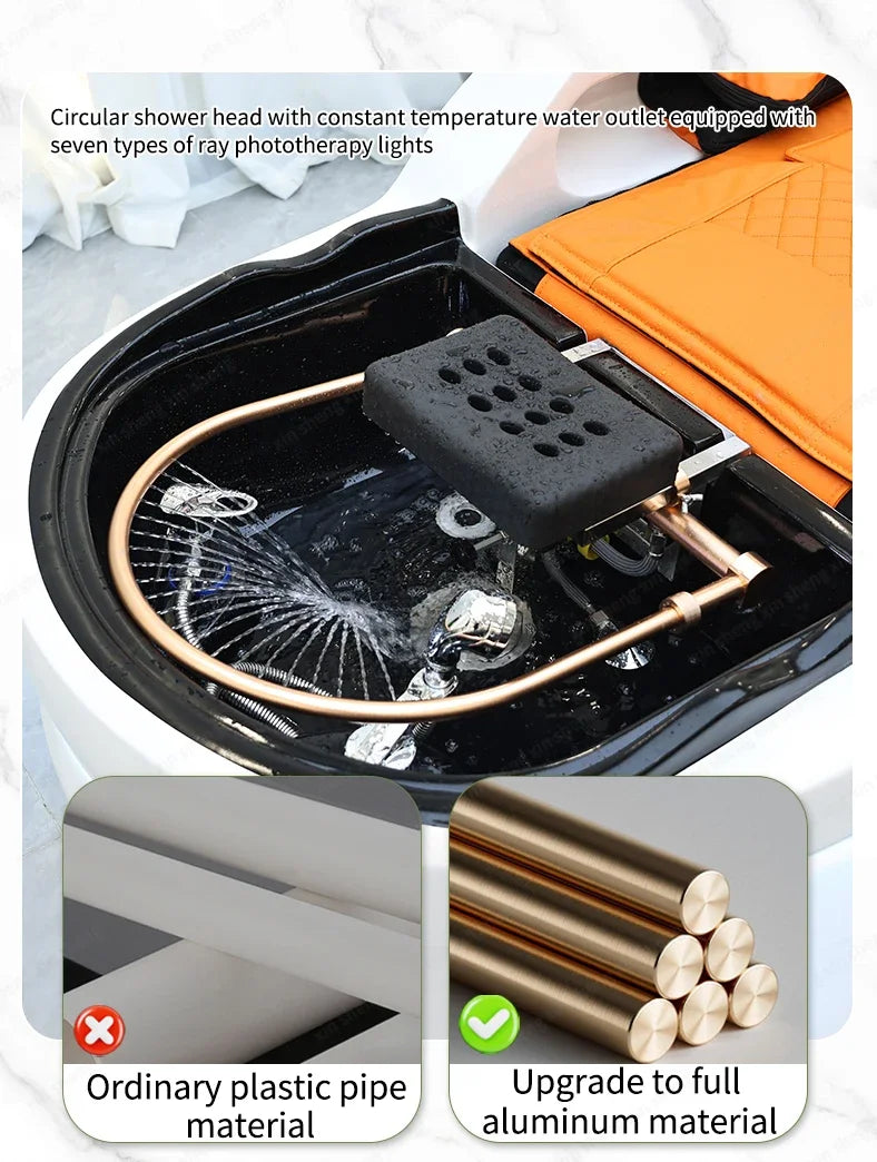 XinSheng Professionelles elektrisches Massagebett Kopf-SPA-Salon-Massagetisch Haarwasch-Räucherbetten Friseursalon Intelligente Möbel